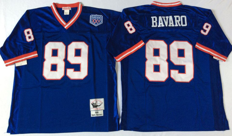 Mens New York Giants #89 Mark Bavar Mitchell & Ness Royal Vintage Throwback Jersey