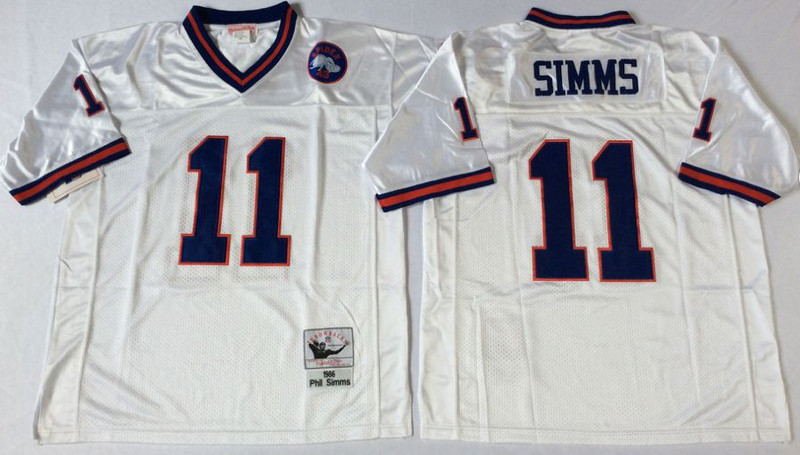 Mens New York Giants #11 Phil Simms Mitchell & Ness Retired Player Vintage Jersey - White