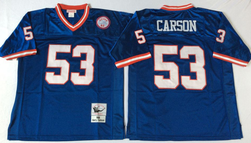 New York Giants #53 Harry Carson Mitchell & Ness Retired Player Vintage Jersey - Royal Blue