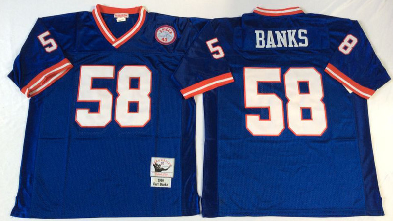 Mens New York Giants #58 Carl Banks Mitchell & Ness Retired Player Vintage Jersey - Royal Blue