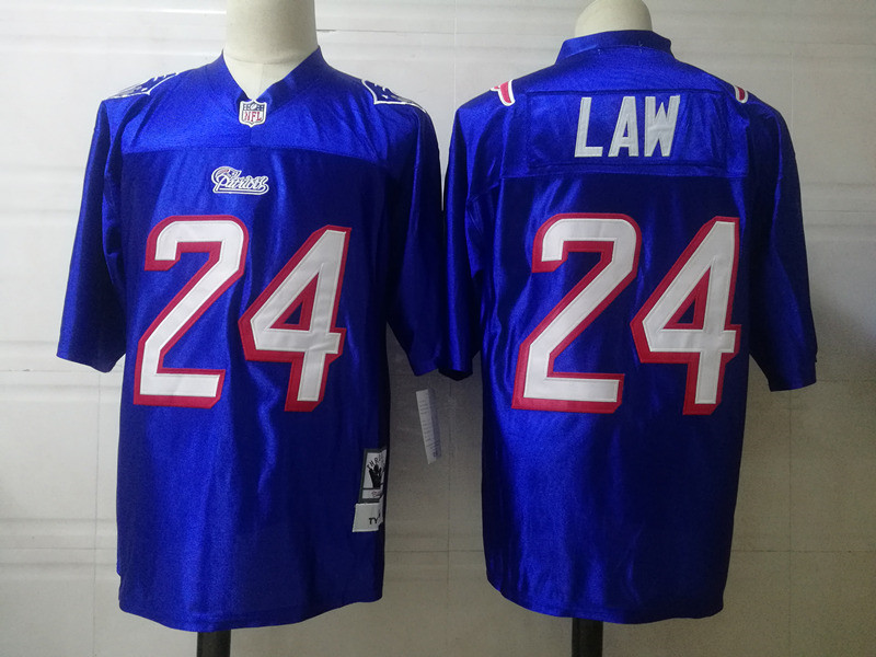 Men's New England Patriots #24 Ty Law Royal 1997 Mitchell & Ness Throwback Vintage Football Jersey