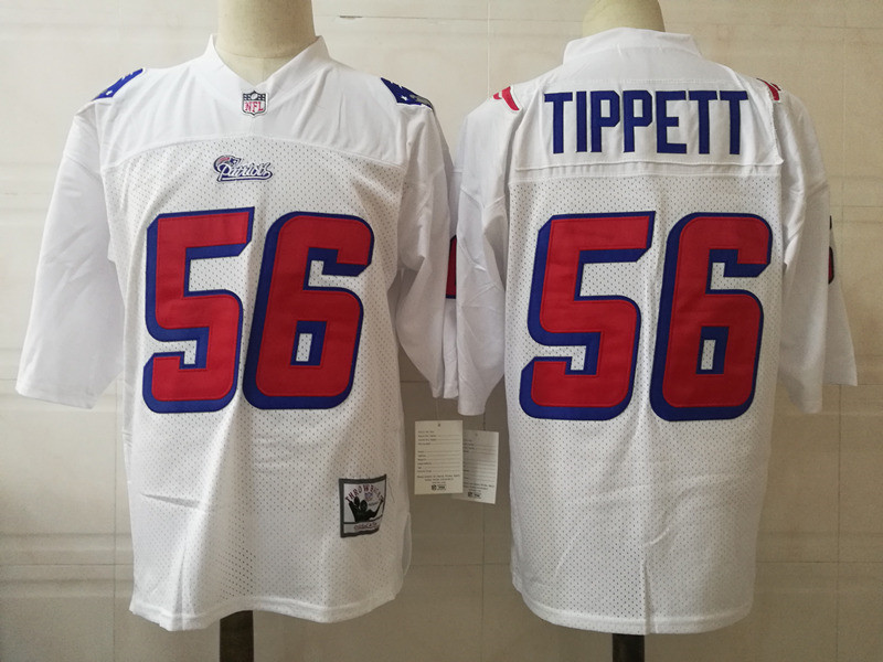 Men's New England Patriots #56 Andre Tippett White 1997 Mitchell & Ness Throwback Vintage Football Jersey