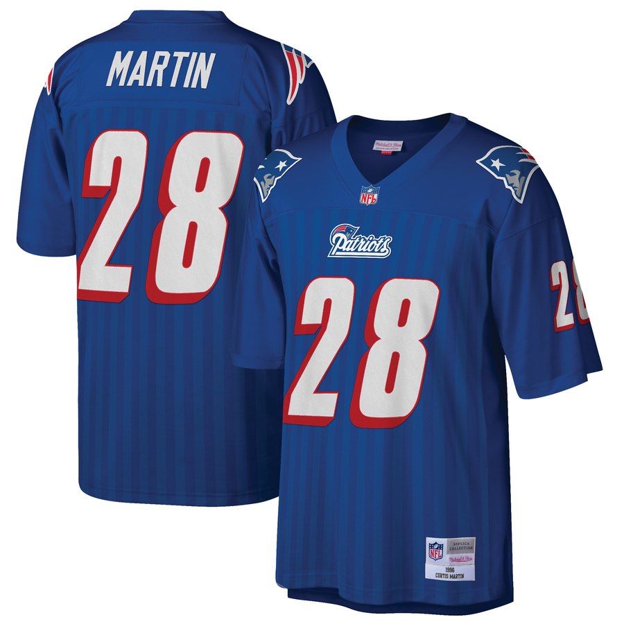 Men's New England Patriots #28 Curtis Martin Mitchell & Ness 1996 Retired Player Jersey - Royal