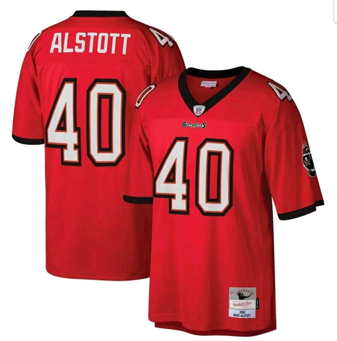 Men's Tampa Bay Buccaneers #40 Mike Alstott Mitchell & Ness Red Throwback Football Jersey