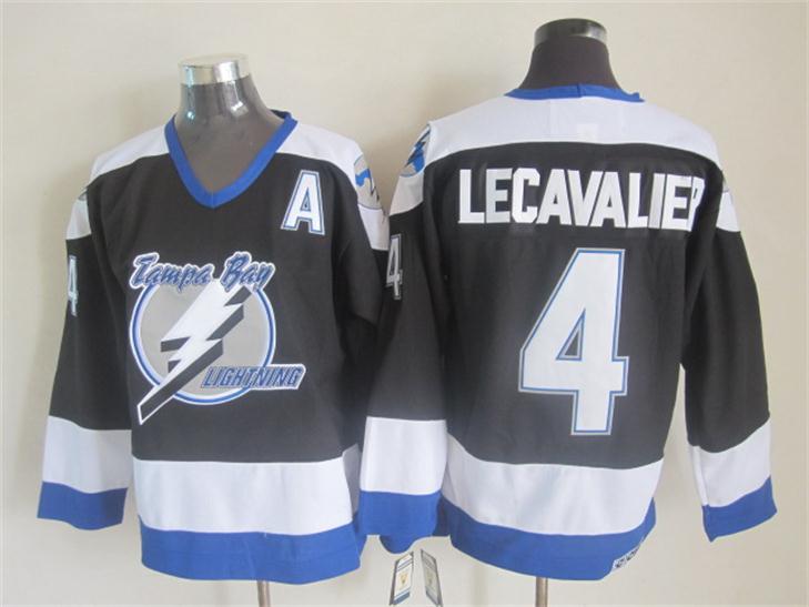 Mens Tampa Bay Lightning #4 Vincent Lecavalier Black CCM Throwback Jersey