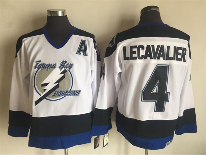 Mens Tampa Bay Lightning #4 Vincent Lecavalier White CCM Throwback Jersey