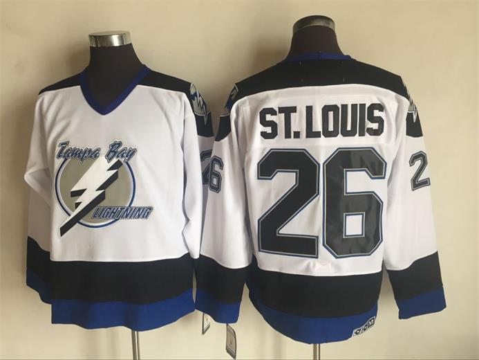 Mens Tampa Bay Lightning #26 Martin St. Louis White CCM Throwback Jersey