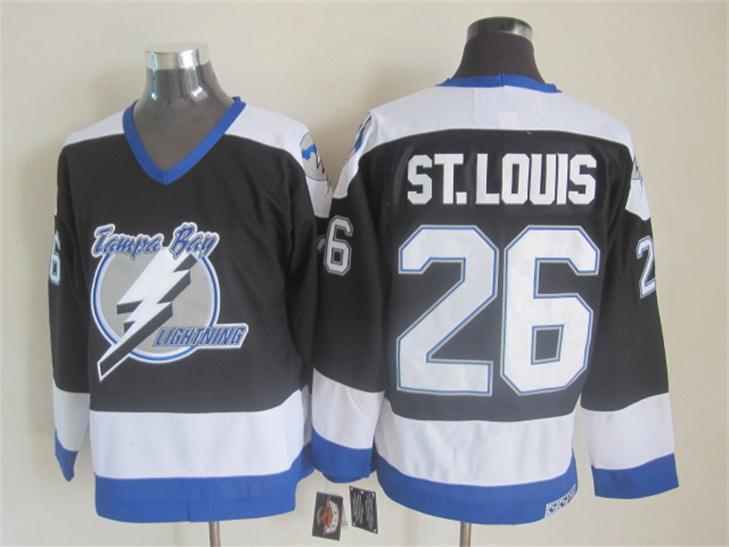 Mens Tampa Bay Lightning #26 Martin St. Louis Black CCM Throwback Jersey