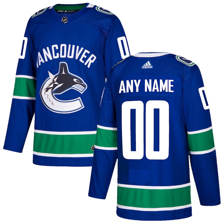 Men's Vancouver Canucks adidas Blue Authentic Custom Jersey -Old Style 