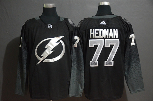 Men's Tampa Bay Lightning #77 Victor Hedman  adidas Black Alternate Player Jersey