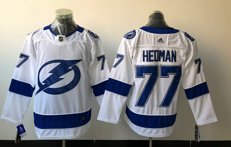 Men's Tampa Bay Lightning #77 Victor Hedman adidas White Away Jersey