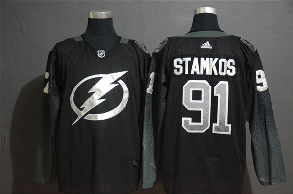Men's Tampa Bay Lightning #91 Steven Stamkos adidas Black Alternate Player Jersey