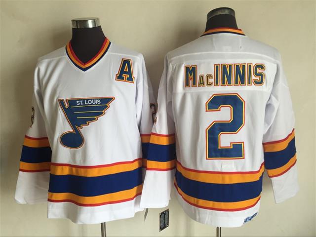 Mens St. Louis Blues #2 Al MacInnis White Throwback CCM Jersey