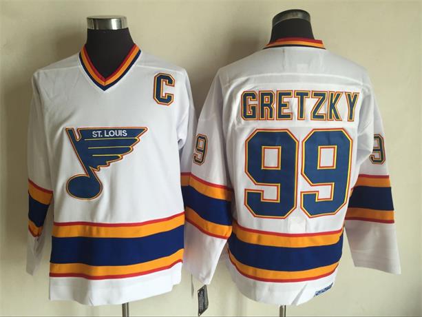 Men's St.Louis Blues #99 Wayne Gretzky White Throwback CCM Jersey