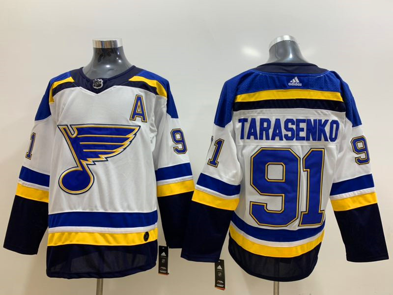 Men's St. Louis Blues #91 Vladimir Tarasenko adidas Away White Jersey