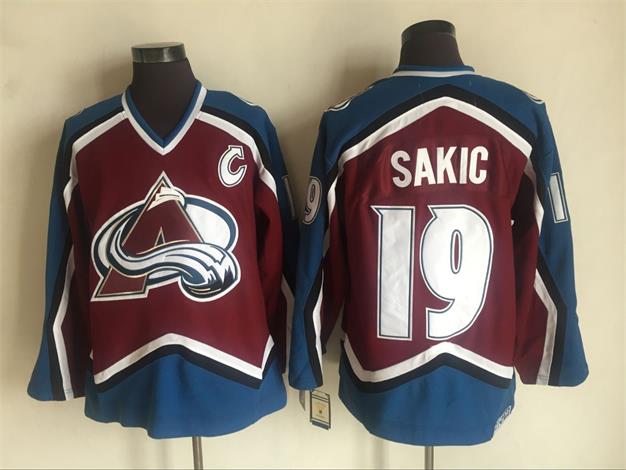 Men's Colorado Avalanche #19 Joe Sakic  Maroon CCM Throwback Jersey