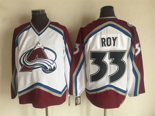 Men's Colorado Avalanche #33 Patrick Roy White CCM Throwback Jersey