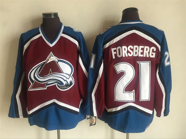 Men's Colorado Avalanche #21 Peter Forsberg Maroon CCM Throwback Jersey