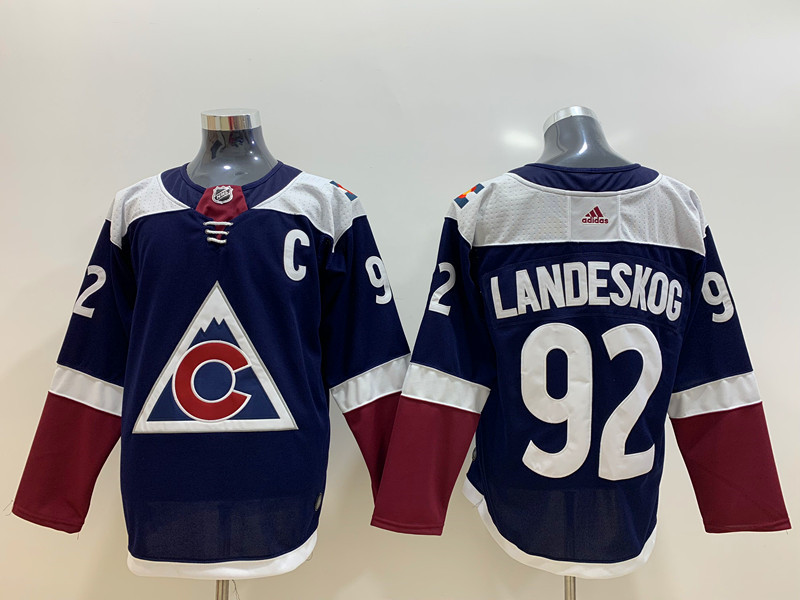 Men's Colorado Avalanche #92 Gabriel Landeskog adidas Alternate Navy Player Jersey