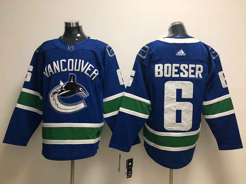 Mens Vancouver Canucks #6 Brock Boeser adidas Home Blue Player Jersey 