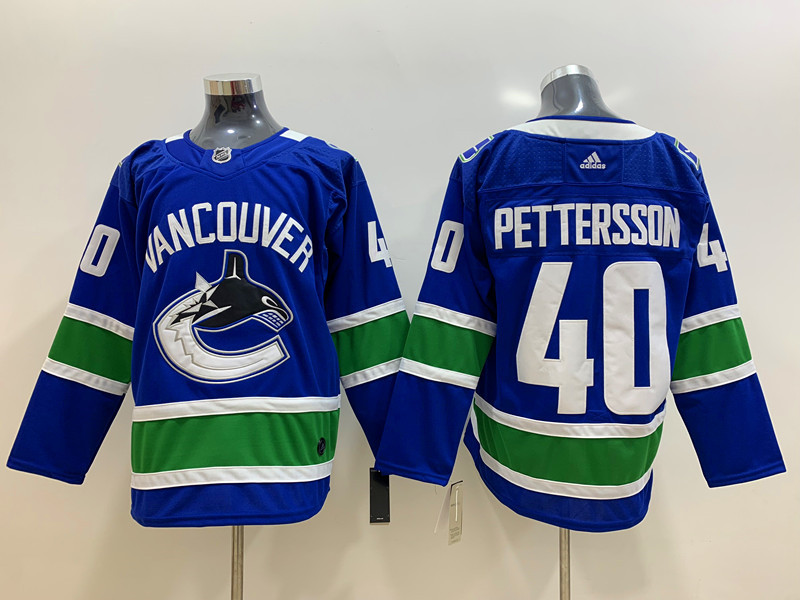Mens Vancouver Canucks #40 Elias Pettersson adidas Home Blue Player Jersey