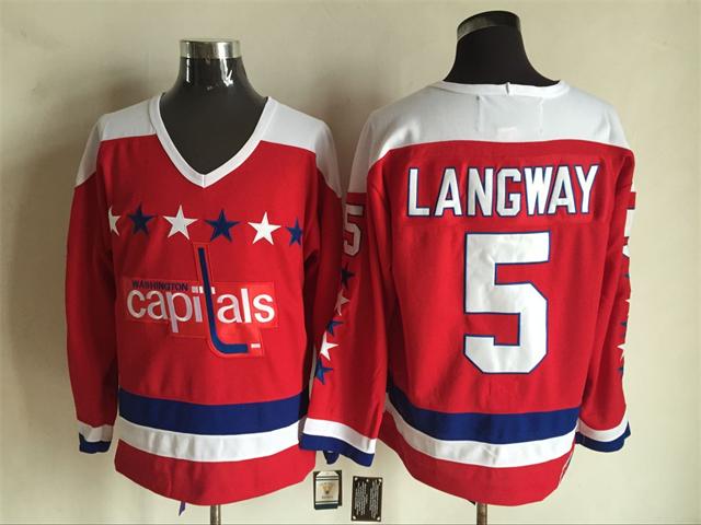 Men's Washington Capitals #5 Rod Langway Red CCM Throwback Jersey