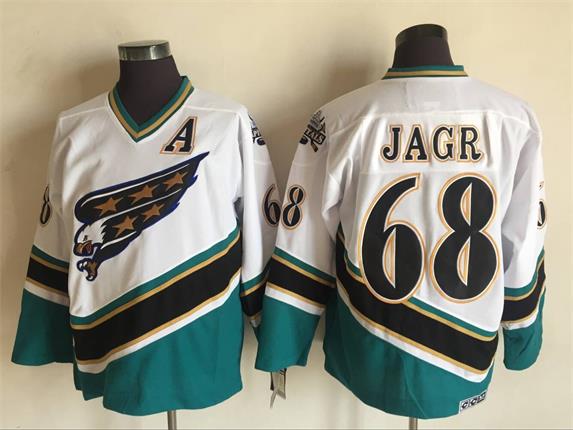 Men's Washington Capitals #68 Jaromir Jagr 1998 White CCM Throwback Jersey