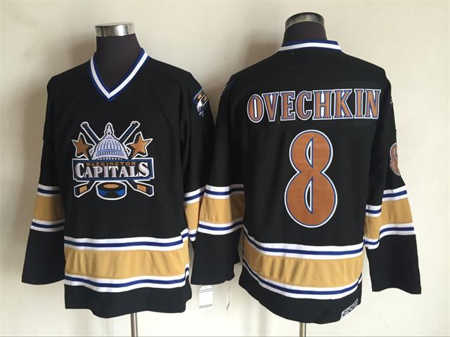 Men's Washington Capitals #8 Alexander Ovechkin 1998 Black CCM Throwback Jersey