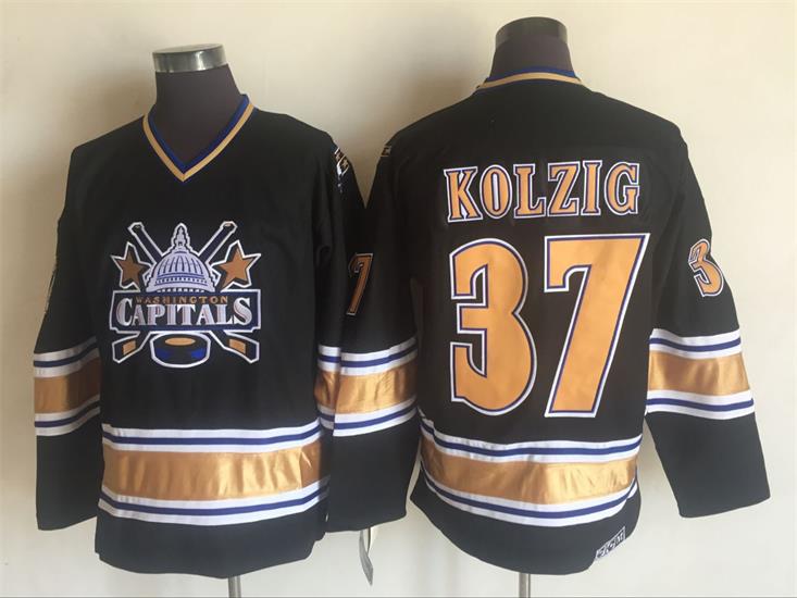 Men's Washington Capitals #37 Olaf Kolzig Black CCM Throwback Jersey