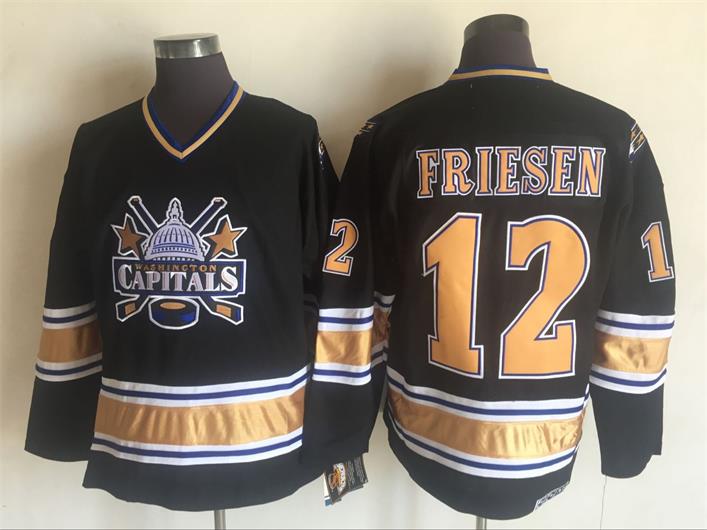 Men's Washington Capitals #12 Jeff Friesen 1998 Black CCM Throwback Jersey