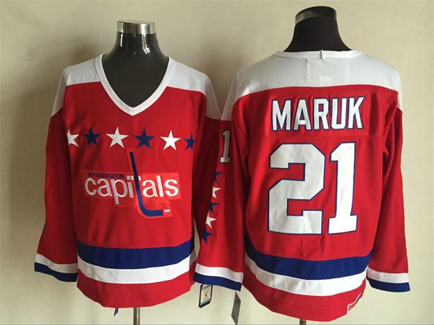 Men's Washington Capitals #21 Dennis Maruk Red CCM Throwback Jersey