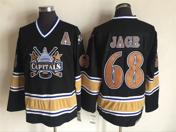 Men's Washington Capitals #68 Jaromir Jagr 1998 Black CCM Throwback Jersey