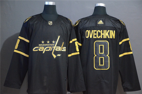 Men's Washington Capitals #8 Alexander Ovechkin  adidas Black Golden Edtion Jersey