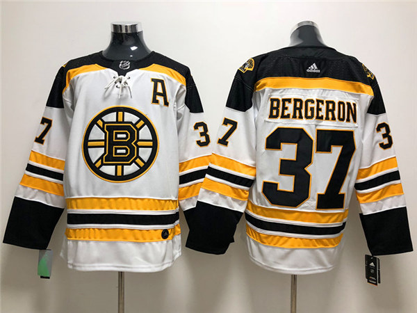 Mens Boston Bruin #37 Patrice Bergeron adidas Away White Jersey