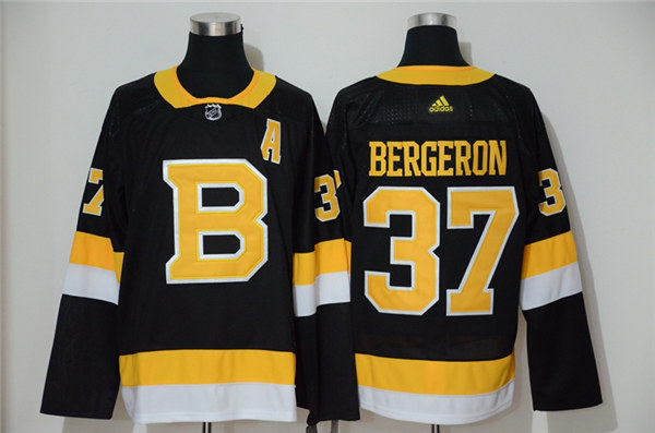 Men's Boston Bruin #37 Patrice Bergeron adidas Third Black Retro 1948 Jersey