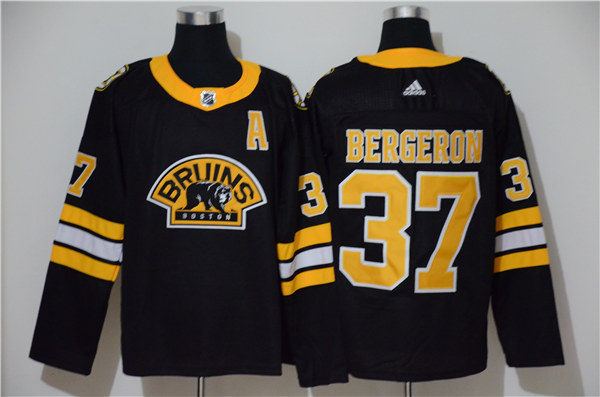 Mens Boston Bruin #37 Patrice Bergeron adidas Black Alternate Third Jersey