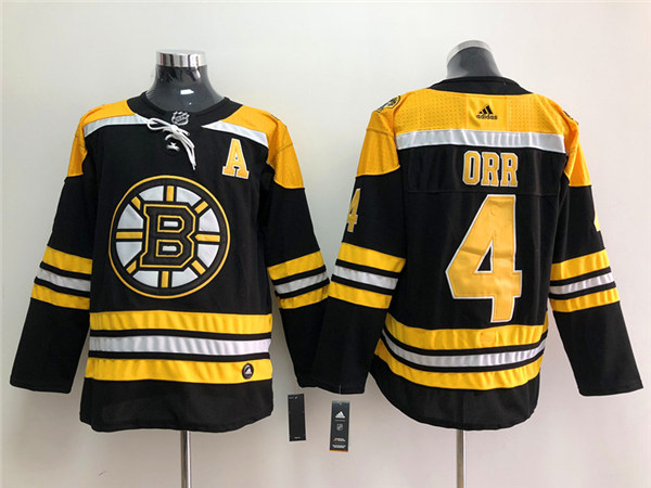 Men's Boston Bruins Retired Player #4 Bobby Orr adidas Home Black Jersey