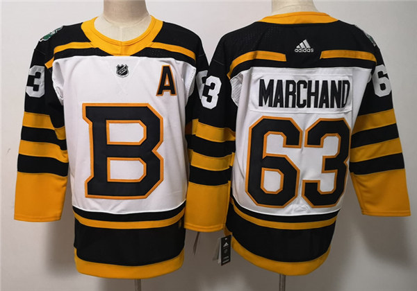 Men's Boston Bruin #63 Brad Marchand adidas White 2019 Winter Classic Jersey