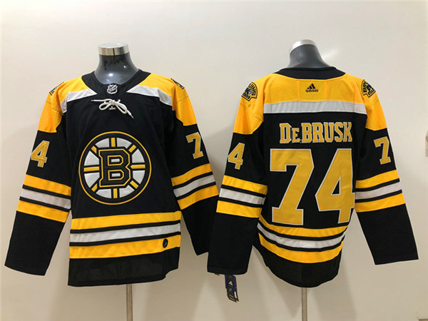 Men's Boston Bruin #74 Jake DeBrusk adidas Home Black Jersey