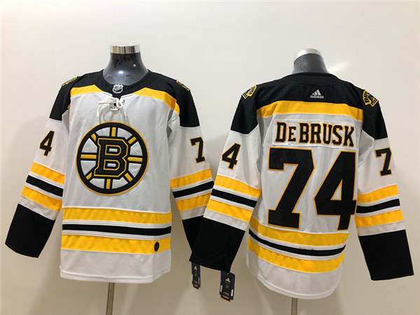 Men's Boston Bruin #74 Jake DeBrusk adidas Away White Jersey