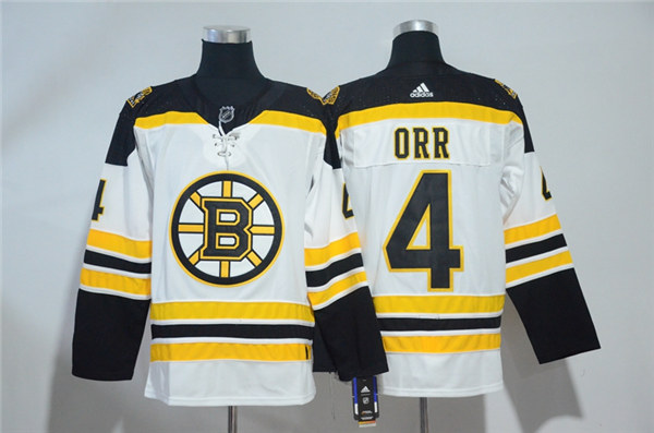Men's Boston Bruins Retired Player #4 Bobby Orr adidas Away White Jersey
