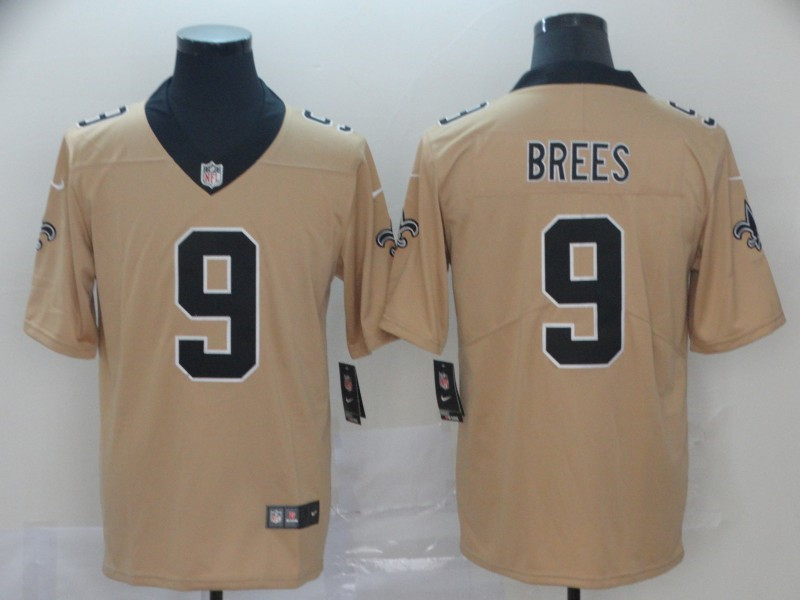 Men's New Orleans Saints #9 Drew Brees Nike Gold Inverted Legend Jersey