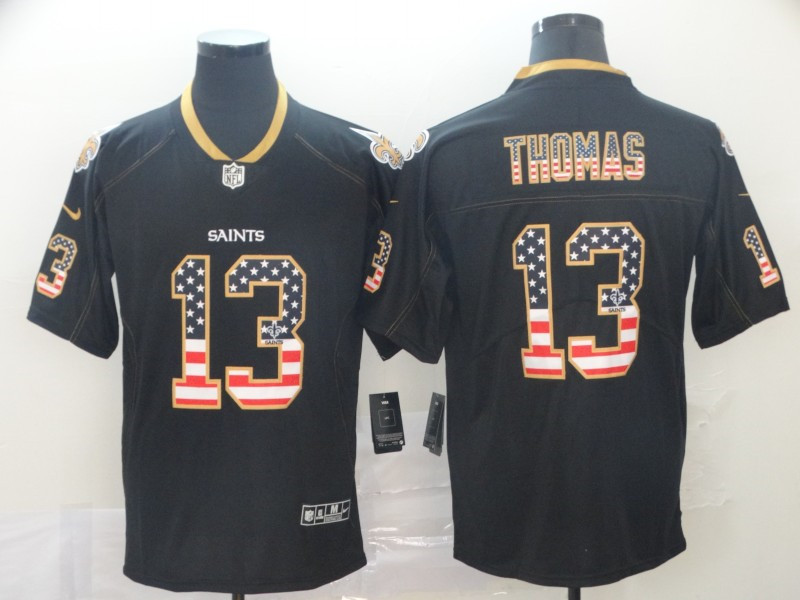 Men's New Orleans Saints #13 Michael Thomas Nike USA Flag Fashion Black  Limited Jersey