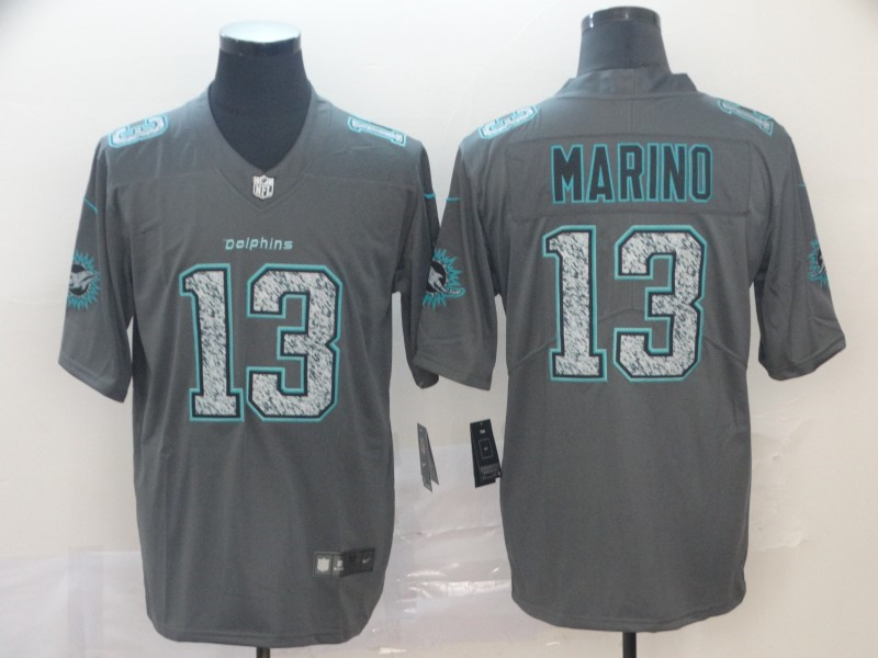 Men's Miami Dolphins #13 Dan Marino NFL Pro Line Gray Static Fashion Jersey