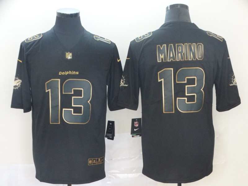 Men's Miami Dolphins #13 Dan Marino NFL Vapor Limited Black Golden Jersey