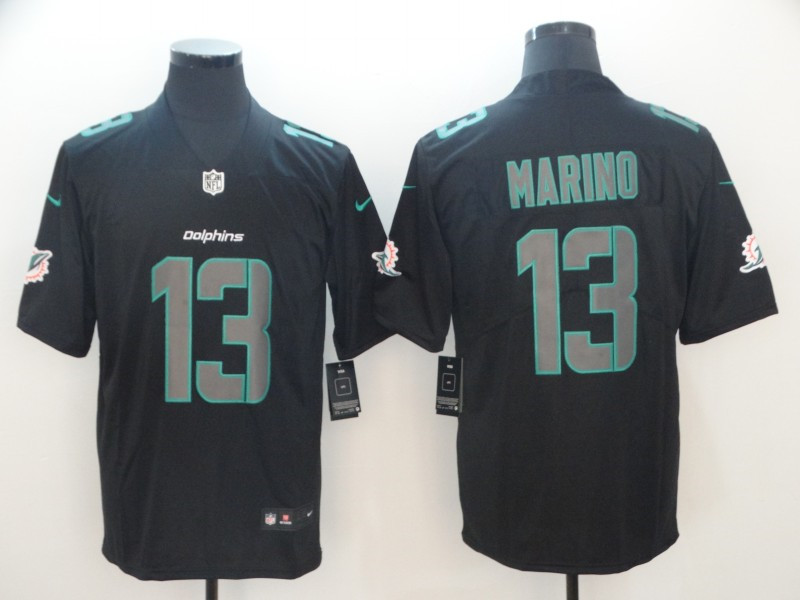 Men's Miami Dolphins #13 Dan Marino Nike Fashion Impact Black Color Rush Limited Jersey