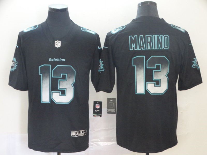 Men's Miami Dolphins #13 Dan Marino NFL TEAMS Black Smoke Fashion Limited Jersey