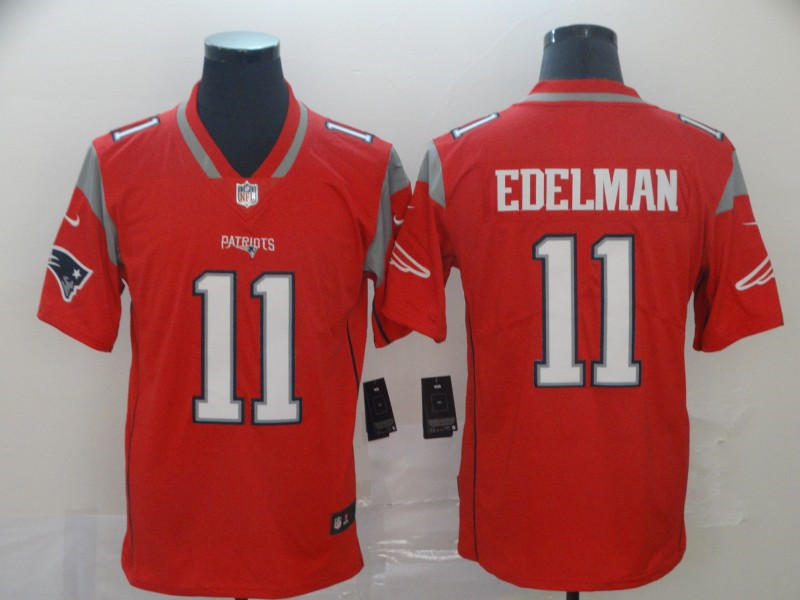 Men's New England Patriots #11 Julian Edelman Red Nike Inverted Legend Jersey