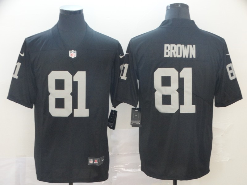 Men's  Las Vegas Raiders Retired Player #81 Tim Brown Nike Black Football Game Jersey