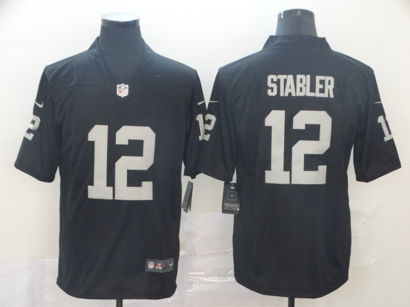 Men's Las Vegas Raiders Retired Player #12 Ken Stabler Nike Black Football Game Jersey
